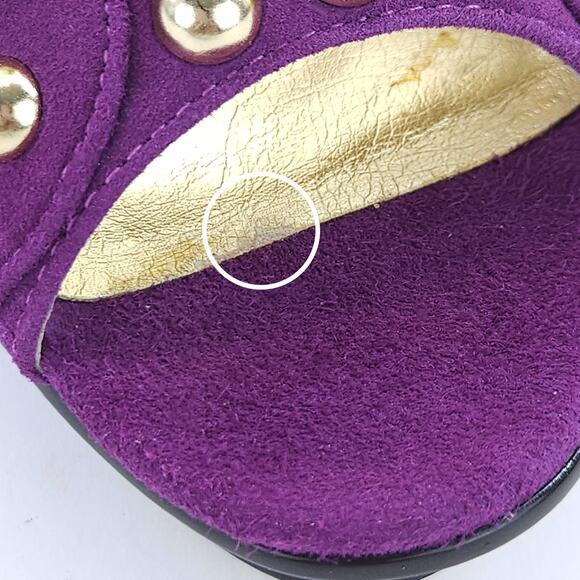 Vtg Steve Madden Platform 7 High Heel Stilleto Suede Studded Goth Cocktail READ - Picture 8 of 8